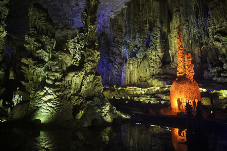 洞窟4A景区中国溶洞之王贵州毕节织金洞背景