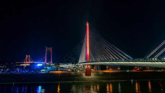 宜昌至喜大桥夜景背景图片