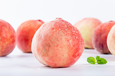 粉色水果边框好吃美味的水蜜桃水果背景