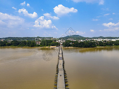 航拍江西赣州江南宋城古浮桥遗址背景