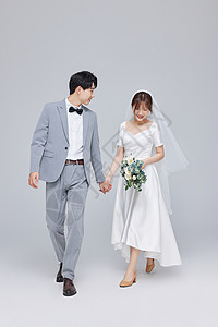 韩系简约情侣拍婚纱照全身形象高清图片
