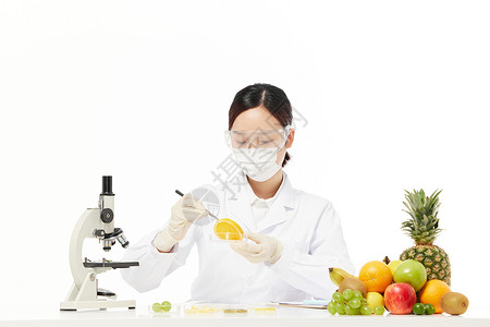 女营养师食品检测高清图片