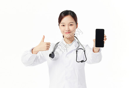 护士美女青年女医生展示手机背景