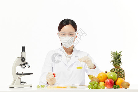 女营养师对食品进行质检背景图片