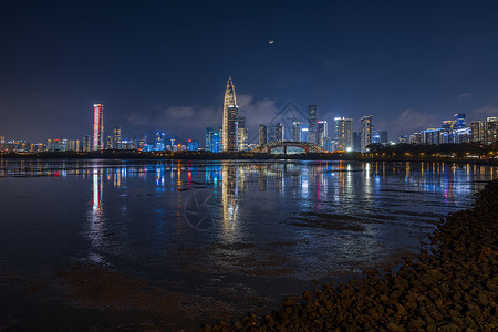 晚霞深圳湾华润大厦背景图片