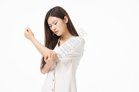 腰肌损伤女性手关节损伤疼痛背景