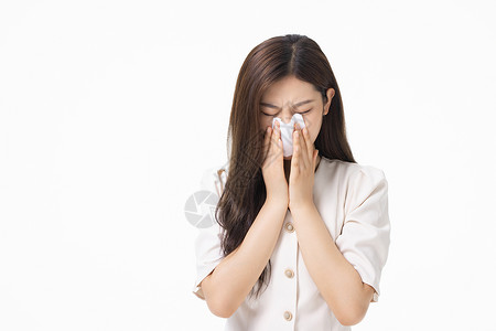 健康预防感冒生病感冒的女性背景