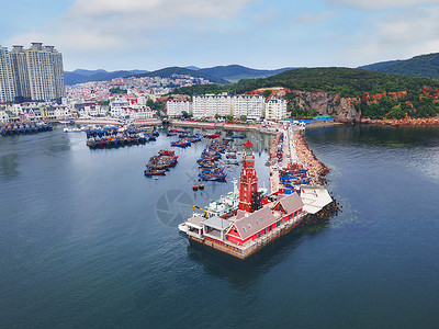 老虎滩海洋公园·老虎滩极地馆大连5A风景区老虎滩海洋公园航拍渔人码头背景