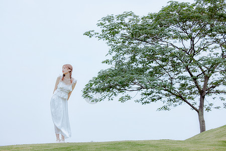 夏日美女清新写真背景图片