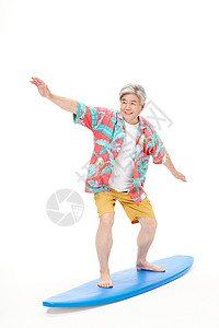 夏天游泳男人开心冲浪的老人背景