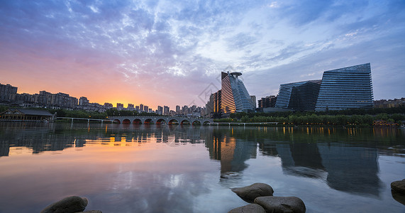 曲江南湖景区日出霞光背景图片