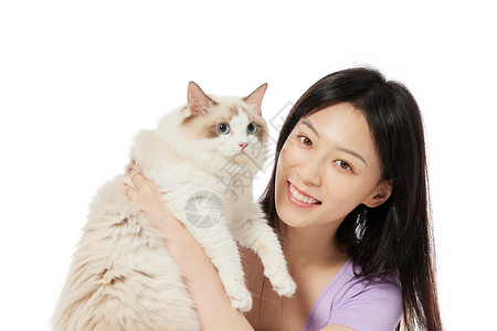 美女主人与宠物猫咪图片