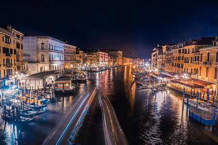 威尼斯码头威尼斯大运河夜景背景