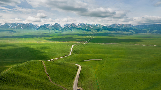 草区5A景区航拍新疆那拉提空中草原景观区自然风光背景