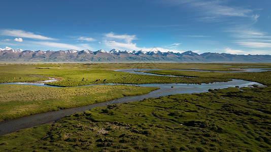 巴音布鲁克湿地5A景点新疆巴音布鲁克草原生态雪山湿地背景