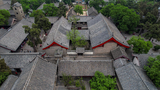 曲阜三孔航拍5A景区山东曲阜孔府景区庭院建筑背景