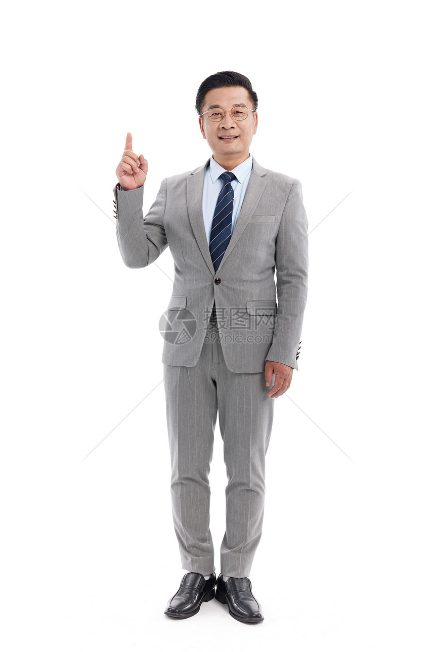 穿正装的中年男人竖一根手指图片