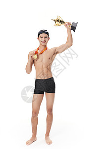 战神斧头素材手握奖杯的运动员形象背景