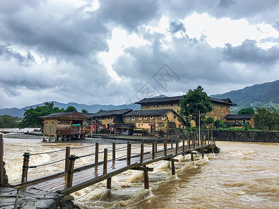 暴雨天台风天的暴雨洪水背景