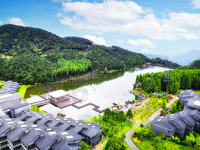 月亮和喜鹊5A风景区明月山月亮湖背景