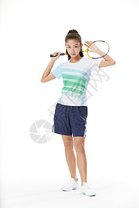 打羽毛球的女性图片