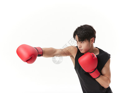 男性拳击选手击打动作图片