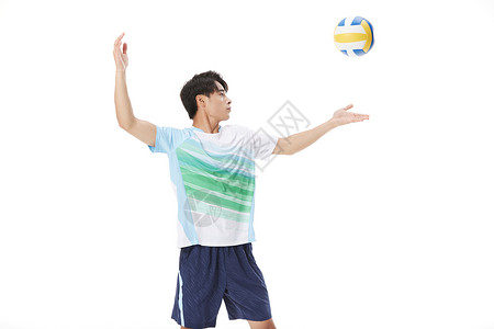 排球运动员发球动作背景图片