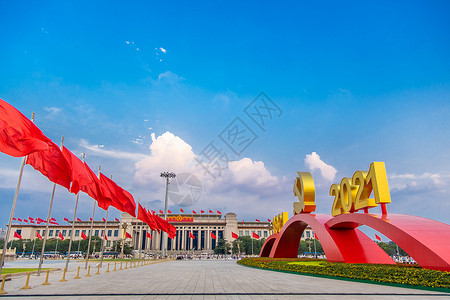 北京地标天安门广场建党100年背景