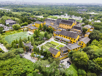 扬州旅游地标观音禅寺航拍背景图片