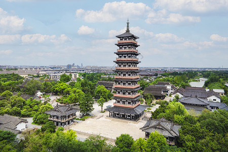 5A风景区扬州地标大明寺佛塔背景图片