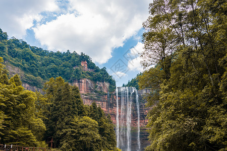 江津四面山旅游重庆四面山望乡台大瀑布背景