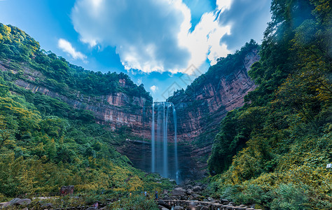 长曝光效果重庆四面山望乡台大瀑布背景