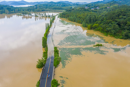 大柏树国家保护区航拍台风后的天目湖国家湿地公园背景