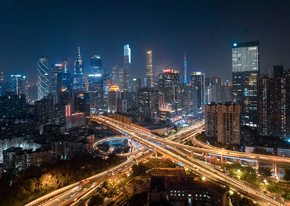 广州珠江新城珠江沿岸夜景航拍图片