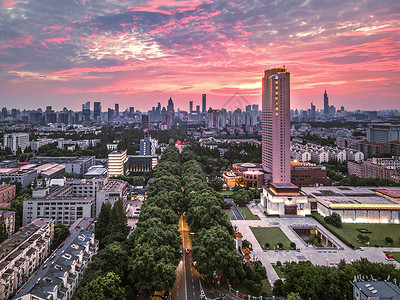 南京城市夜景晚霞背景图片