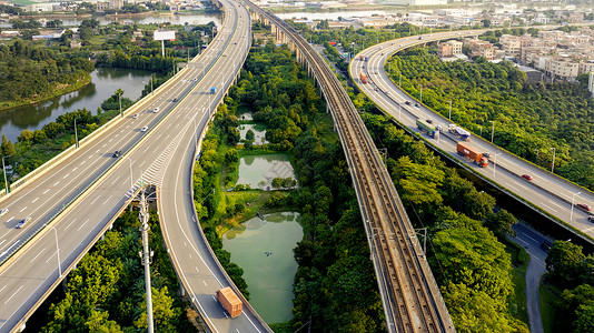 航拍佛山交通道路背景图片