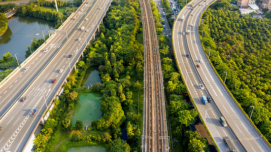 航拍佛山交通道路背景图片