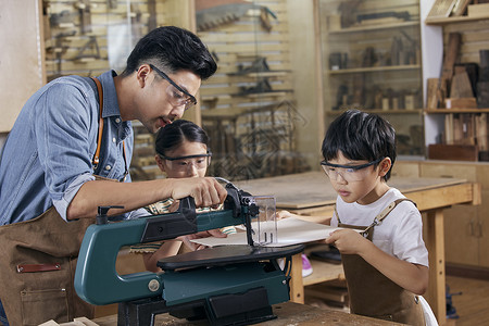 党团工作模板小朋友木工教室体验机器裁切模板背景