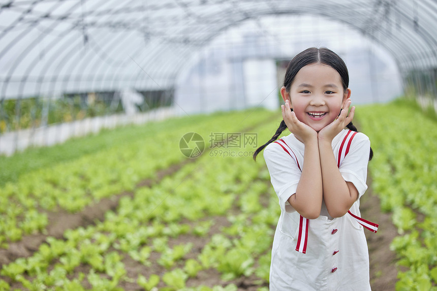 在蔬菜大棚的小女孩形象图片