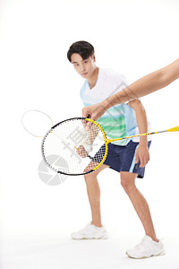 羽毛球运动青年形象背景图片
