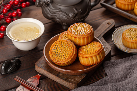 中国传统节日中秋节月饼背景图片