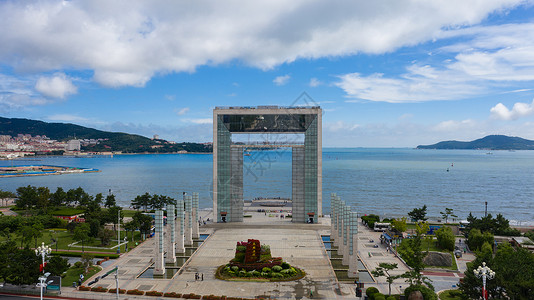 城市门素材山东威海幸福门风光背景