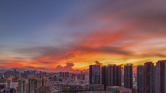 深圳天气深圳宝安中心的朝霞背景