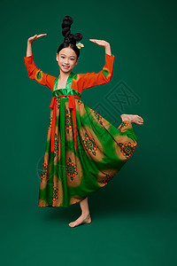 唐宫夜宴天真童趣小女孩跳舞背景图片