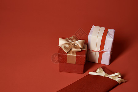 红色扇子素材节日礼物包装背景