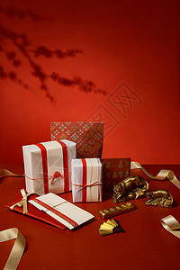 红色节日礼物背景图片