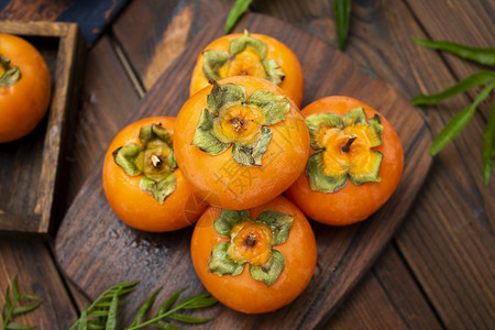 新鲜健康的柿子美食图片