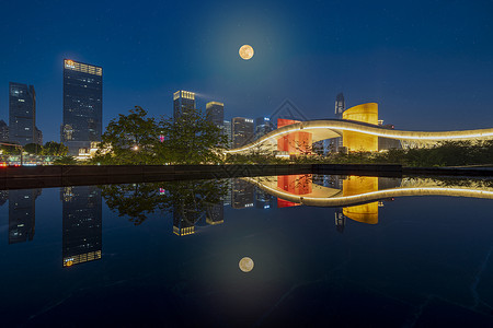 月光照耀深圳城市夜景背景