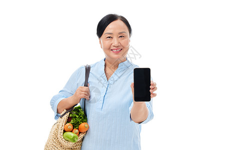 支付码中老年妇女买菜展示付款码背景