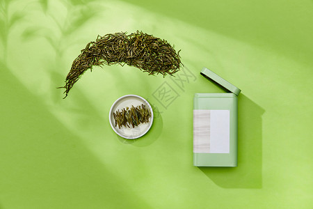 中国风茶叶包装与毛尖背景图片